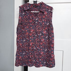 Relativity Red and Blue Floral Blouse